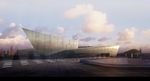 玻璃建筑博物馆黄昏建筑效果图