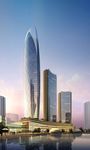 高层商务大厦黄昏建筑效果图