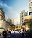 商业街黄昏建筑效果图