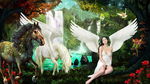 唯美梦幻森林白羽女神写真模板