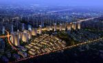 大鸟瞰夜景建筑效果图
