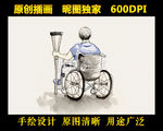 坐轮椅的男孩残疾人公益画
