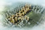 多功能住宅区鸟瞰建筑效果图