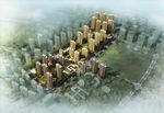 住宅区白天鸟瞰建筑效果图
