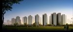 大草坪黄昏建筑效果图