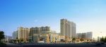 商业街住宅区黄昏建筑效果图