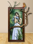 3D立体墙画森林女神背景