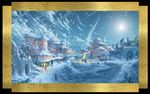 油画雪景 冬天画
