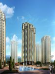 高层住宅内庭喷泉景观效果图