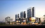 商业中心黄昏建筑效果图