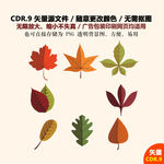 手绘卡通树叶树枝矢量图