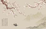 手绘梅花背景墙