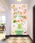家和富贵玉雕荷花装饰壁画玄关过