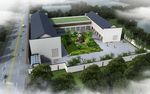 现代四合院鸟瞰建筑效果图
