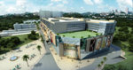 商业购物广场鸟瞰建筑效果图