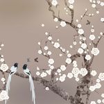 中式手绘梅花花鸟图