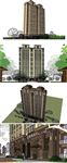 新古典高层住宅建筑草图大师SU