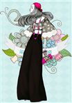 礼服少女插画分层图片