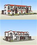 混搭联排建筑草图大师SU模型