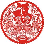 金鸡迎春剪纸