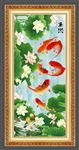荷花九鱼图