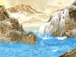 江山如画大理石山水画背景墙