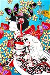 和服卡通少女插画