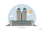 《中南民大双子楼》插画设计