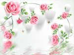 玫瑰花倒影