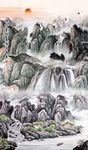 山水瀑布