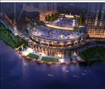 夜景购物广场鸟瞰建筑效果图