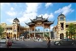 复古商业步行街建筑效果图