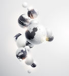 黑白墨迹立体球形科技矢量素材