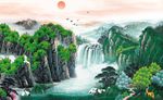 国画山水电视背景墙