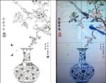 青花瓷 梨花 喜鹊