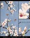 中式工笔花鸟背景装饰壁画壁纸