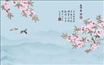 清明画新中式背景墙