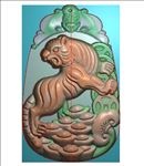 十二生肖挂件老虎精雕浮雕灰度