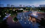公园广场夜景鸟瞰建筑效果图