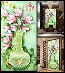玉雕花瓶玄关背景墙