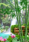 3d山水竹子背景墙