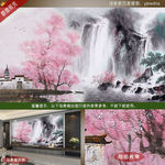十里桃林山水背景