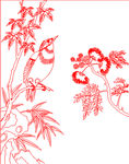 花鸟矢量线条图