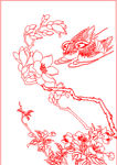 艺术玻璃玉兰花鸟矢量线条图
