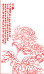 牡丹花鸟矢量线条图