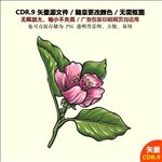 手绘线描鲜花牡丹花矢量图
