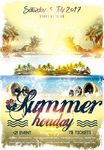 复古水墨创意夏日海岛旅行海报