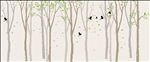抽象 树林 小鸟 大型壁画背景