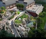 假山流水瀑布古建自然景观效果图