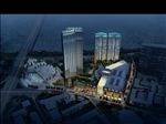 海边星级酒店夜景鸟瞰建筑效果图